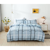 3pcs Microfiber Duvet Cover Set City Plaid Blue